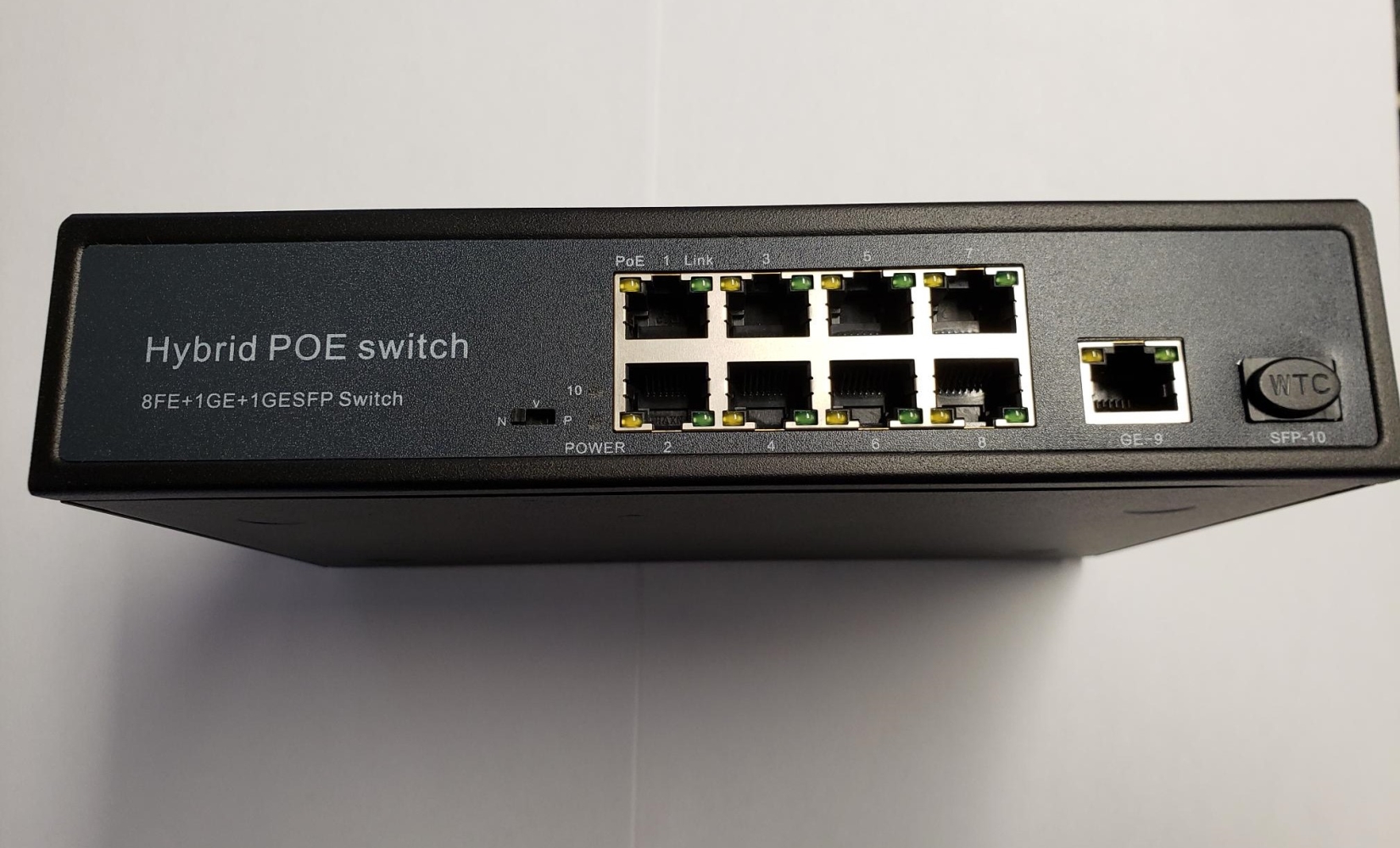 photo of 8 port POE with 1 Gigabit port and 1 SFP port, unmanaged